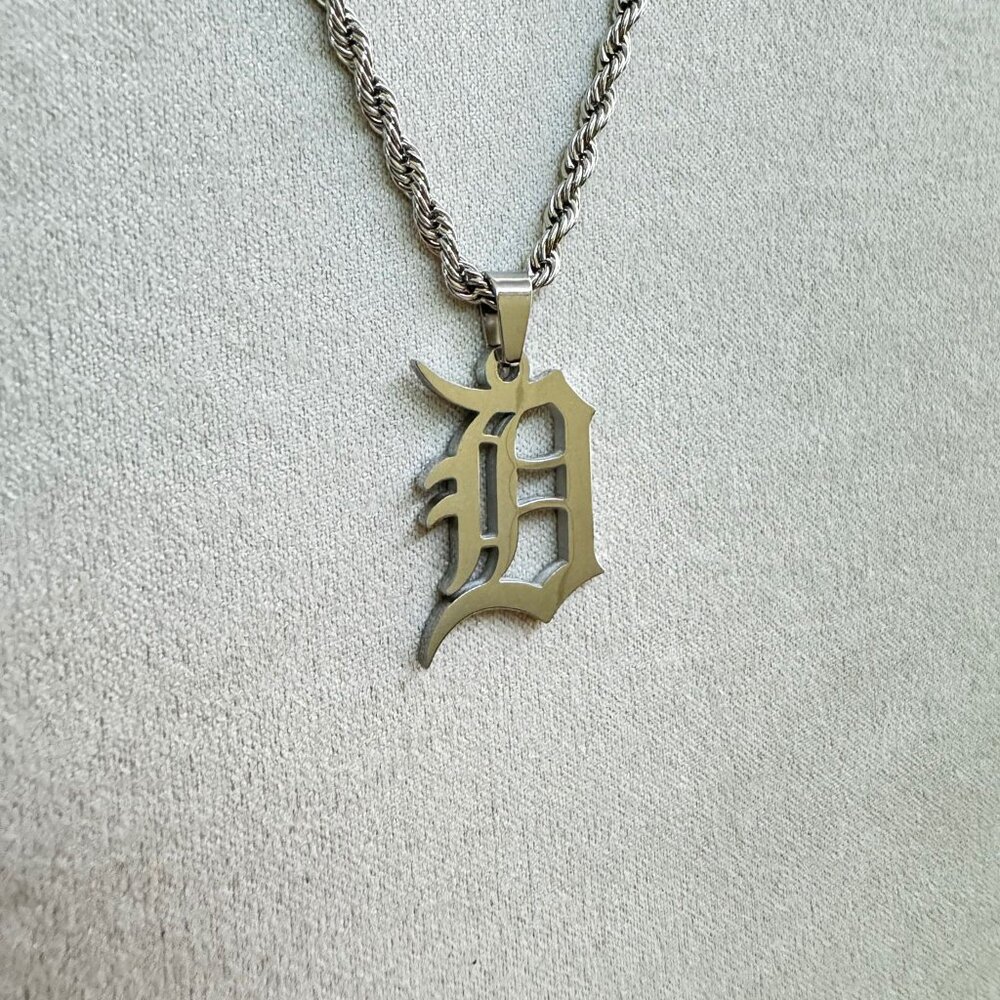 Detroit Tigers Necklace - Detroit D - 3mm Rope - 22 Inch Chain Baseball Necklace